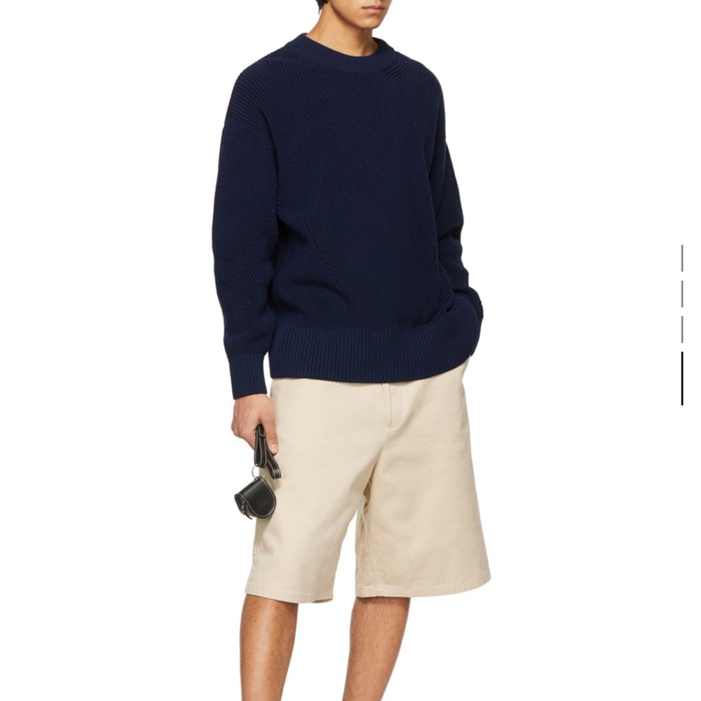 AMI Navy Ribbed Boxy Sweater - Picture 4 of 5